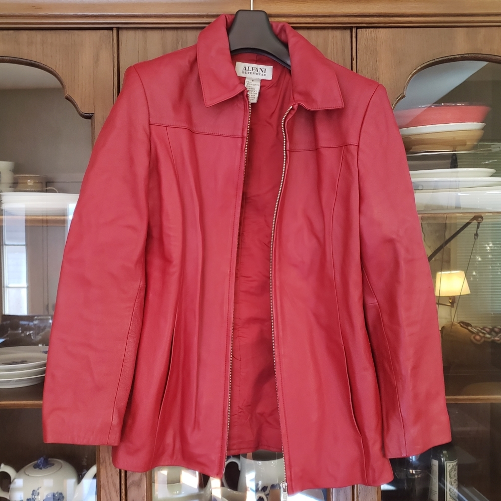 Size Small Red Genuine Leather Alfani Jacket